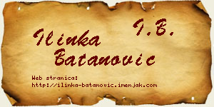 Ilinka Batanović vizit kartica